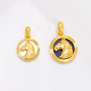 [골드모아] 순금 펜던트 메달 3.75g [말 라운드] 오닉스 자개