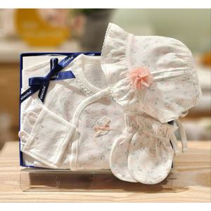 압소바 HK(출산선물3종)꽃토끼 뱀부 배냇저고리 손싸개 보넷세트 (5A1A10119)