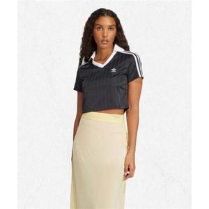 아디다스 ADIDAS 풋볼 자카드 브이넥 크롭 폴로 셔츠 - 블랙 JD2606 2398307
