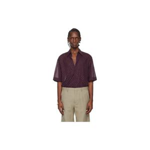 26 SS 드리스반노튼 남성 버건디 시퀸 셔츠 261358M192060