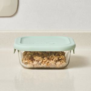 [모던하우스] 실리콘 스팀홀 정사각 내열유리용기 520ml 그린