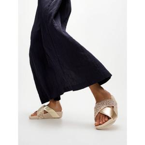 [핏플랍][삼성물산공식] 여성 루루 크리스탈 믹스 메탈릭 크로스 슬라이드 플라티노 (FT64K2D109)