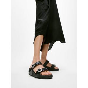 [핏플랍][삼성물산공식] 여성 루루 크리스탈 버클 레더 슬라이드 올 블랙 (FT64K2D205)