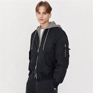 지오다노 남성 루즈핏 후드 레이어드 패딩 바머 항공점퍼 07592001075920 354809