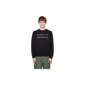 26 SS 몽클레어 남성 블랙 로고 코튼 저지 스웨트셔츠 261111M204002