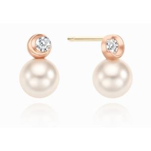[미니골드] 14K 미니문 담수진주 귀걸이 MES20906