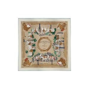 에르메스 에키프망 아 슈발 쉬르 렐레강스 스카프 70 실크   베쥬 도레 크렘 베르 H984349S01