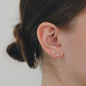 제이로렌 로즈골드 화이트큐빅 귀걸이 3pcs 세트 M04085