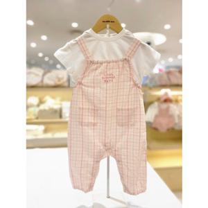 [오가닉맘] 유아 라피핑크멜빵우주복 반소티셔츠 2종세트 (MLMTQE06S)