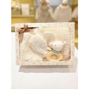 [오가닉맘] (출산아기선물)엘리거즈배내가운손싸개 속싸보 딸랑이세트 (MLSNBW08S)