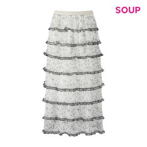 SOUP  레이스 배색 캉캉 롱 스커트 (S62SR03)