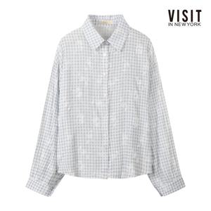 비지트인뉴욕  입제 자수 체크 루즈핏 셔츠 (V62LS12)