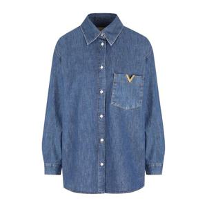 발렌티노 메탈 V 패치 포켓 데님 셔츠 8B3DB03K 9YA 558