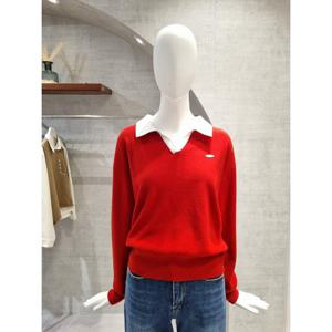 페이지플린  (F6AKN408B) 카라 배색 와펜 루즈핏 니트