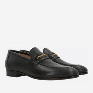 발렌티노 해머드 가죽 체인 디테일 앨몬드 토 로퍼 8Y2S0K73 ZW