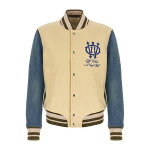 오프화이트 자수 고딕 울 데님 바시티 봄버 재킷 OMEH053F25FAB