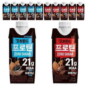 롯데오트몬드 쿠키앤크림+초코(6팩씩) 오트몬드프로틴제로슈거250ml