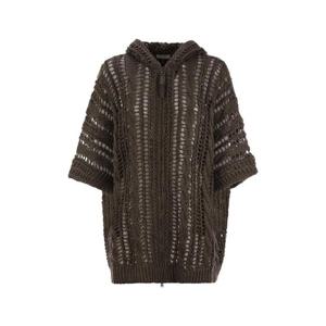 25SS 브루넬로 쿠치넬리 Cable   Mesh jute 앤 코튼 가디건 with 후드 앤 Shiny Zipper Pull M3Y351806C8705 TP572004044