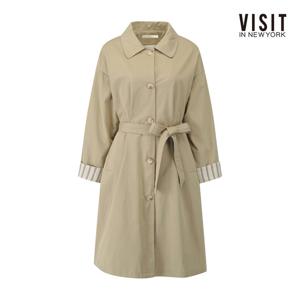 비지트인뉴욕  소매 안감 포인트 벨티드 트렌치 코트 (V62LC04)
