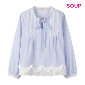 SOUP  펀칭 레이스 디테일 핀턱 블라우스 (S62LS31)