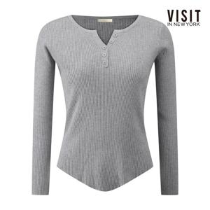 비지트인뉴욕  밑단 굴림 슬림핏 니트 (V62LK07)