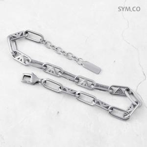 알마니 EGS3249 독수리 엠블럼 실버 톤 멀티 로고 체인 남자 스틸 팔찌 d