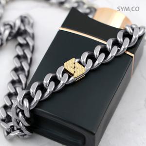 알마니 EGS3187 독수리 엠블럼 투톤 커브드 체인 남자 스틸 목걸이 d