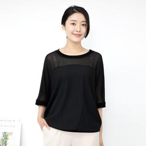 [모슬린]엄마옷 라운드시스루반팔 가오리티셔츠 613FGH391 마담/