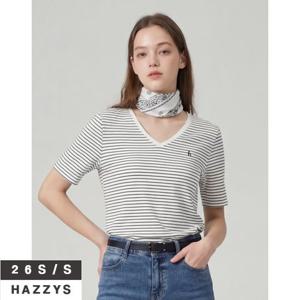 헤지스여성 HSTS6B313 [아이코닉] 브이넥 코튼모달 반팔 티셔츠