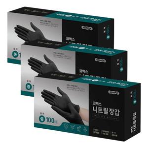 코멕스 니트릴장갑 블랙 M(중) 100매 X 3개