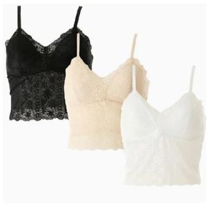 [비너스][VLGC853S-WH SK BK] 컵란쥬 꽃쟈가드 레이스몰드 스트랍 크롭탑 3P