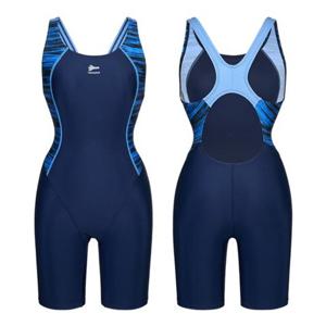 [레노마수영복]여성 실내 슬림라인 X백 3부 반신 수영복 블루-RN-LS2G867-BU