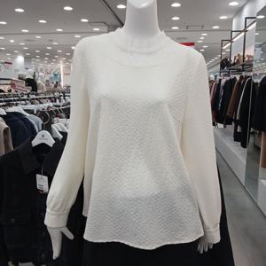 [샤트렌]메쉬배색 넥 셔링블라우스 HCFSBL102A_GN