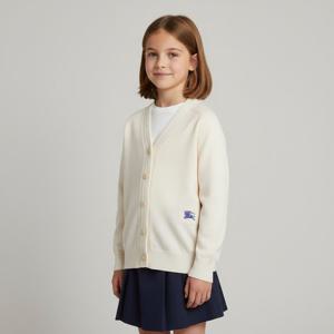 버버리키즈 기사로고 울 V넥 여아 가디건 80730516A