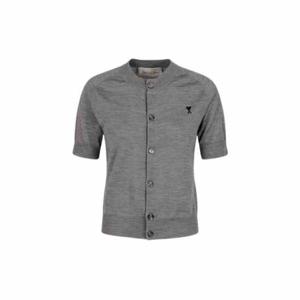 아미 하트 로고 반팔 가디건 그레이 여성 FKC387 KN0039 0504