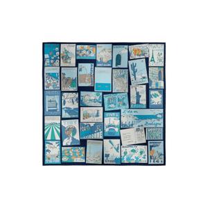 에르메스 옹 에 비앙 이시 스카프 90 실크 트윌   블루 마린 뜌르꼬아즈 블랑 H004298S06