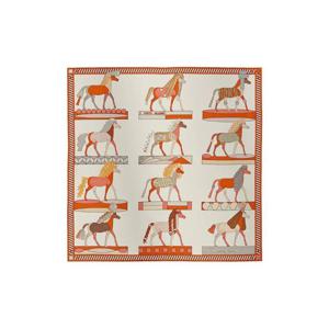 에르메스 아 투트 알뤼르 스카프 90 실크 트윌   블랑 오랑쥬 퀴 그리 H004237S07