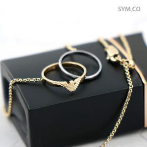 알마니 EGS3231 독수리 엠블럼 투톤 반지 체인 남자 스틸 목걸이 d