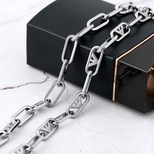 알마니 EGS3248 독수리 엠블럼 실버 톤 멀티 로고 체인 남자 스틸 목걸이 d