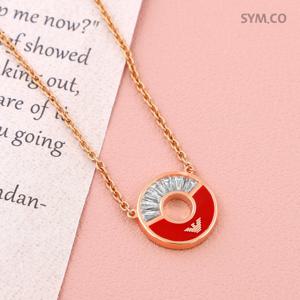 알마니 EG3560 독수리 엠블럼 로즈 골드 톤 큐빅 장식 팬던트 여자 실버 목걸이 d