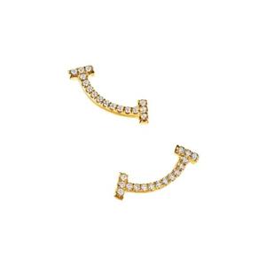 티파니 앤 코 티파니 T 스마일 미니 이어링 옐로우 골드 다이아몬드 60150725