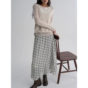 (356227WC4A) [에잇세컨즈] 시어 체크 롱스커트  베이지