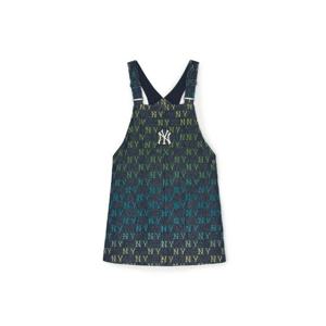 M MLB키즈트레이닝세트 TQK 7FOPM0151-50NYS 그라데이션 모노 데님 오버롤 원피스 뉴욕양키스