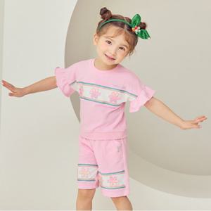 [프렌치캣(백)]PK 꽃 티셔츠 바지세트 Q52DBT210.BP060