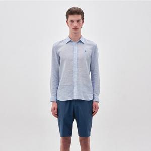 [웰메이드]워시드 린넨혼방 솔리드 잔체크셔츠 MUENL5S2321