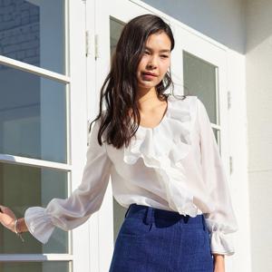 [씨씨콜렉트] 이중 러플 카라 블라우스_C261MSC011