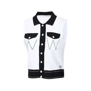 [와이드앵글] 여성 CO 데님라이크 풀오픈 폴로베스트 WWM24K52W2