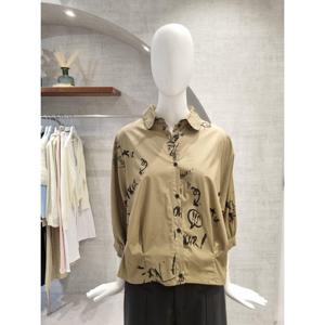 페이지플린  (F5CBL500) 카라넥 핀턱 프린트 셔츠