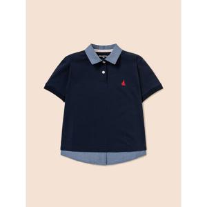 [TAG 53000원][빈폴키즈] 여아 데님 샴브레이 칼라 루즈핏 티셔츠  네이비 (BI6342G02R)