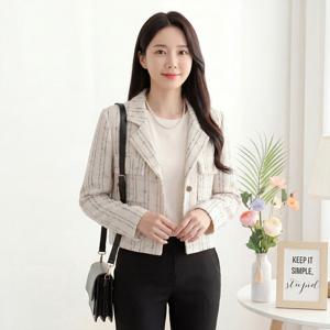 [모리스커밍홈] 아이보리 클래식 트위드 크롭 자켓_M2603JK028A